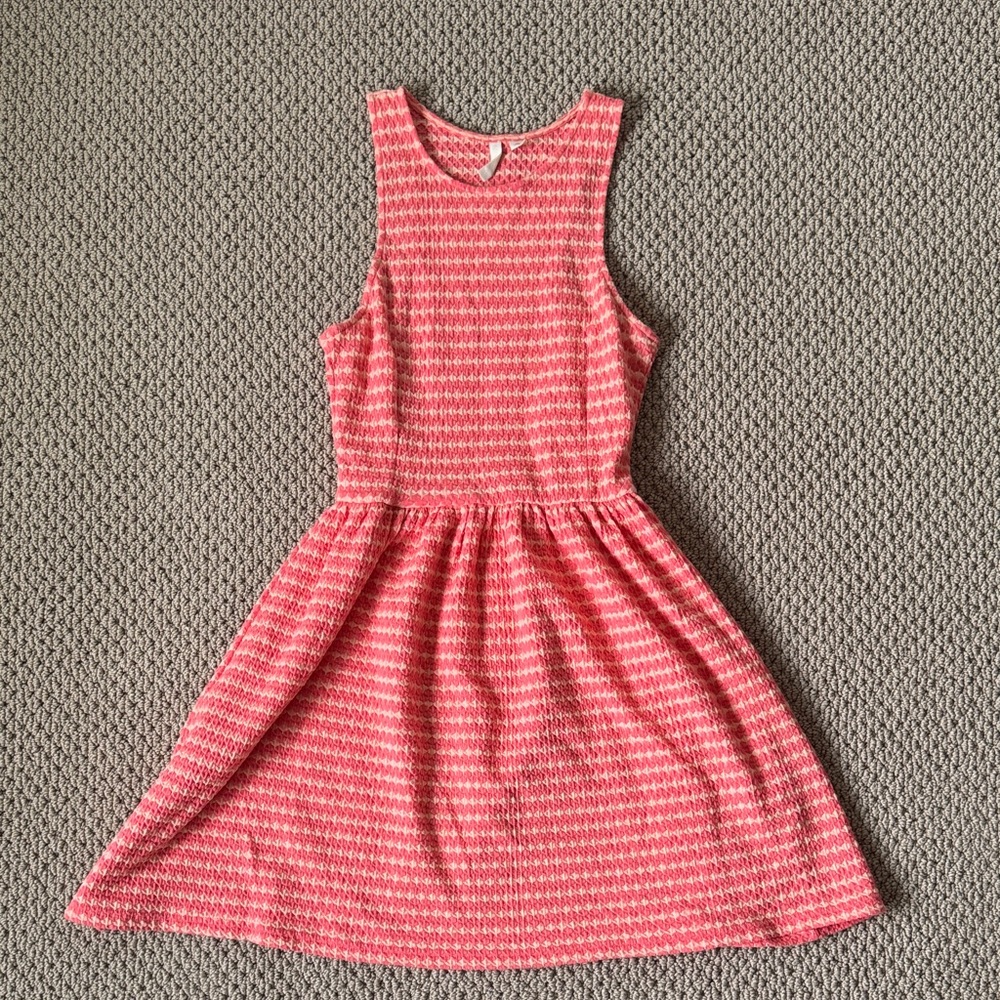 Women’s Coral Pink Sleeveless Knit Fit-and-Flare Dress